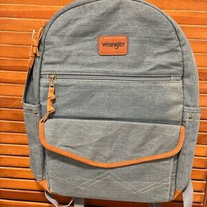 Wrangler Denim Blue Backpack with Tan Details